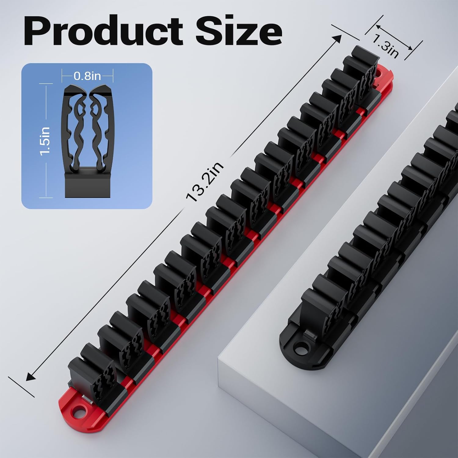 Magnetic Wrench and Screwdriver Organizer – Tool Organizer for Workshop & Garage, Heavy‑Duty Magnetic Base for Toolbox Organization, Space‑Saving Tool Rack, Great Gift for Men (1 PCS, Red Base)
