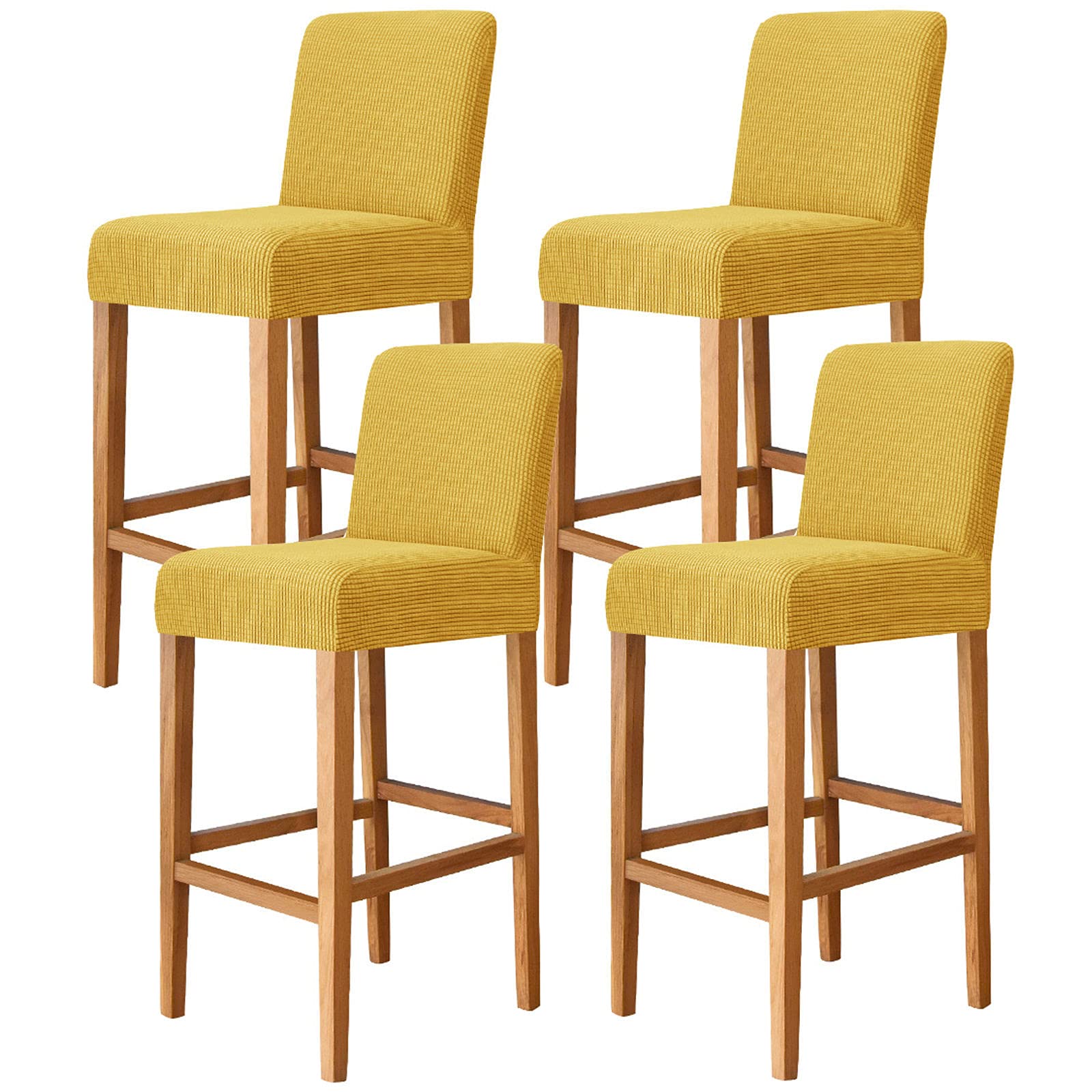 Housse de tabouret de bar extensible pour rénover une chaise usée lot de 2 beige
