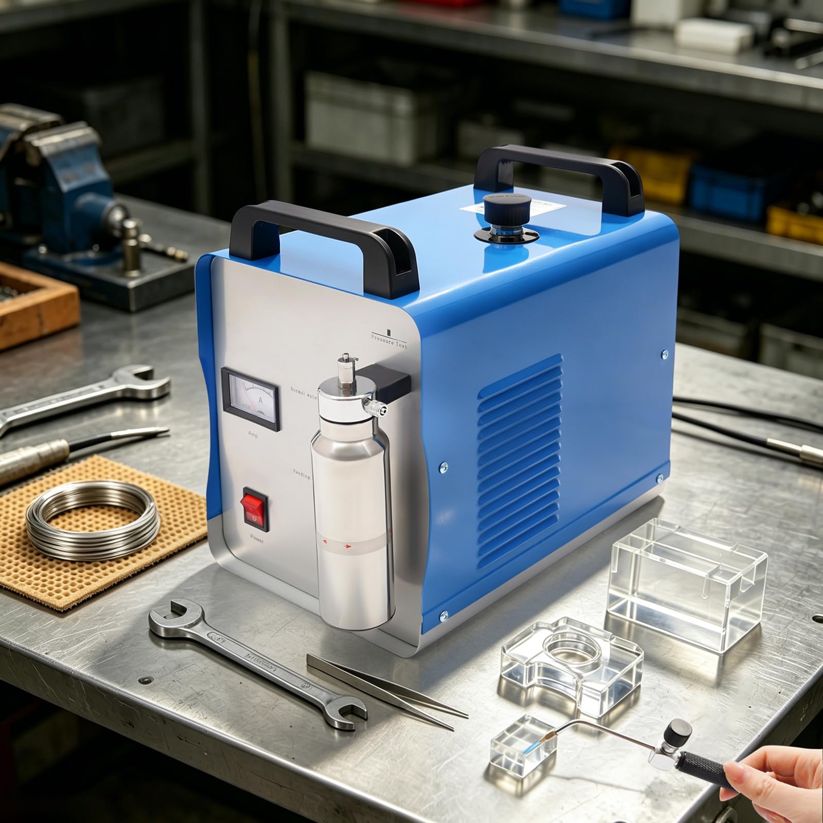 HHO Acryl Poliermaschine Flammenpolierer Wasserstoff Schweißgerät H160A | 75L/H Gasleistung, über 2800°C Flamme, für Plexiglas unter 5mm & Feinschweißen, mit Wasser betrieben, ohne Elektrolytpulver