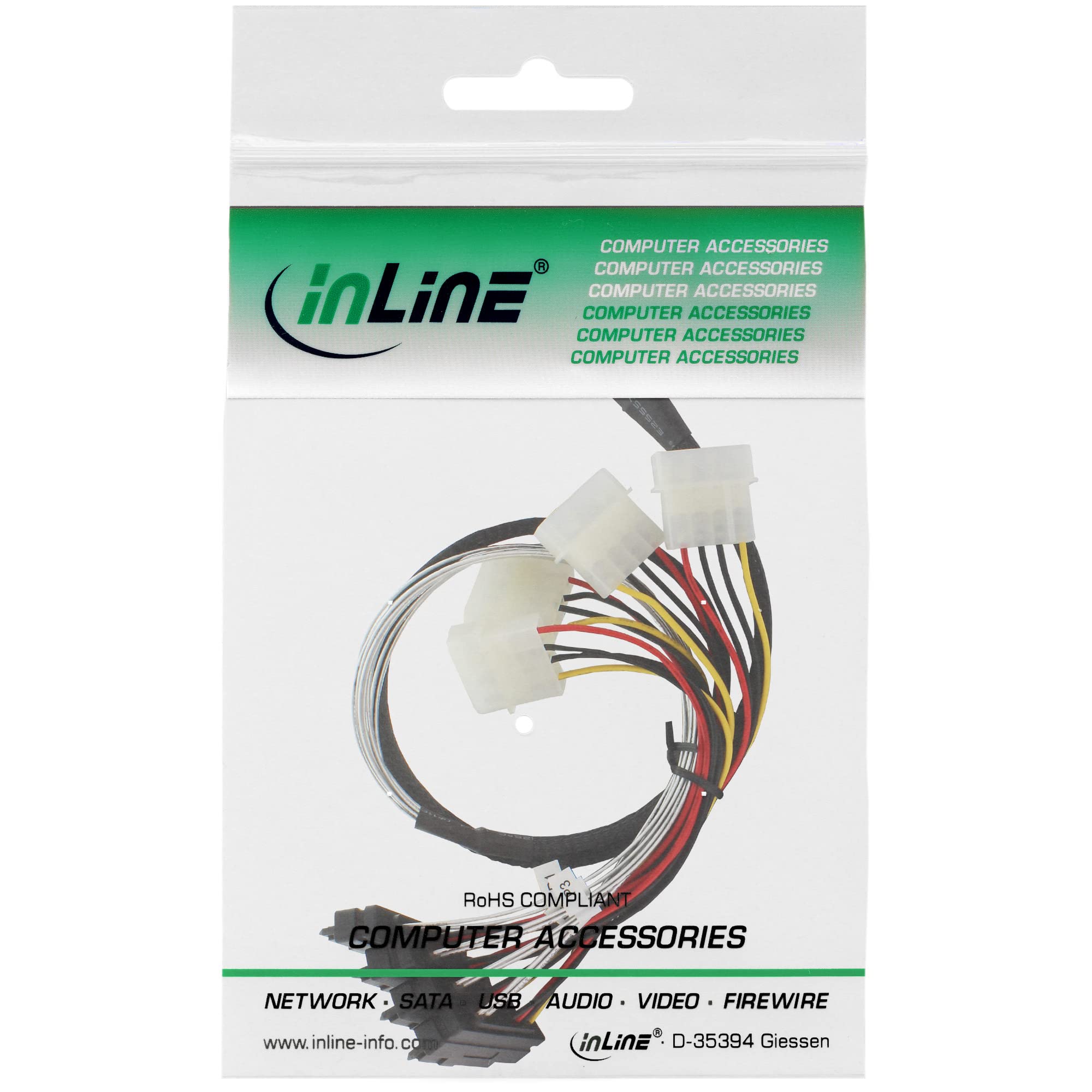 InLine 27621 - Cable de conexión SAS (mini-SAS SFF-8087 a 4 SAS + corriente, disco duro SAS a controlador, 0,75 m)