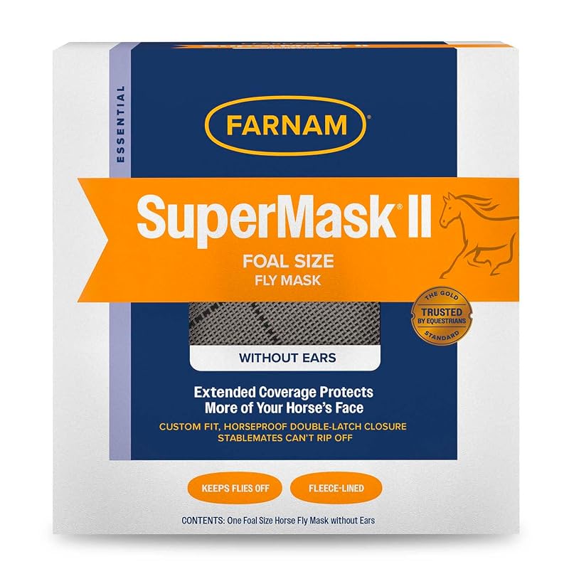 Máscara contra moscas para cavalos sem orelhas Farnam Supermask II, Floral, cor Variada, tamanho Foal