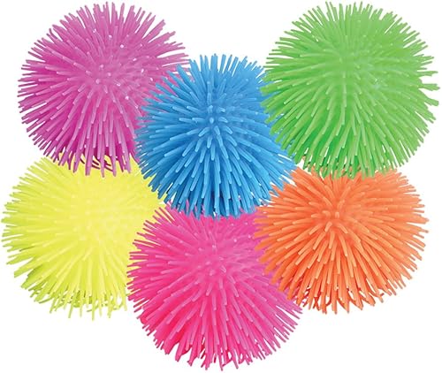 Miniatura 3 de Pelotas acolchadas (paquete de 6)  Pelotas antiestrés a granel, bola Koosh sensorial de neón, bolas esponjosas para aliviar el estrés y pelota de
