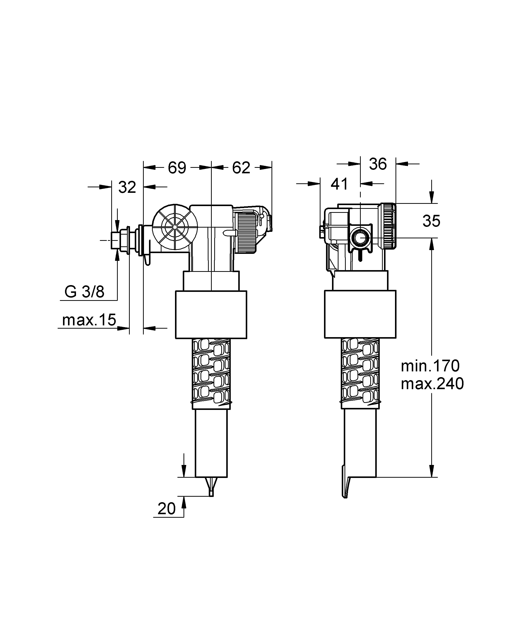 Robinet flotteur Chromé 37502000 (Import Allemagne)