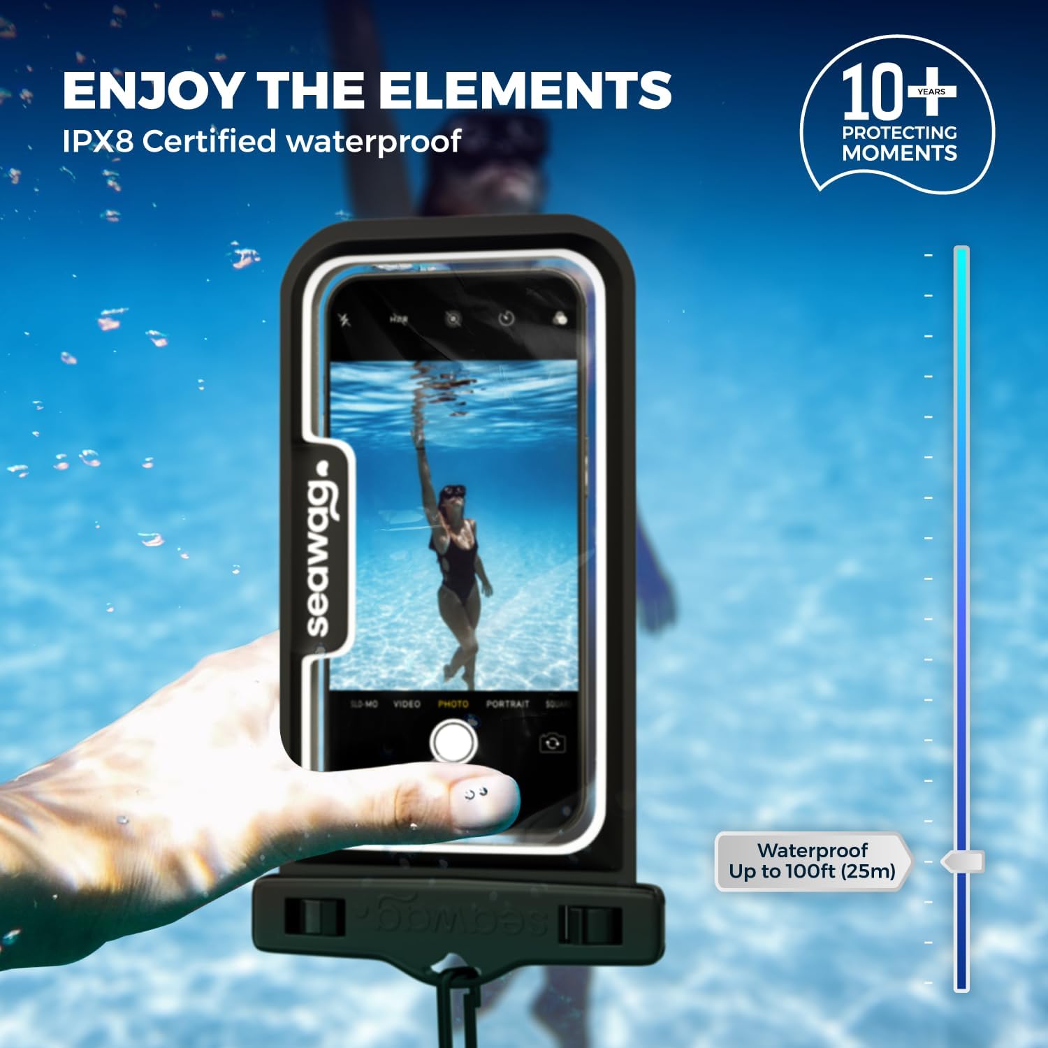 SEAWAG Next Waterproof Phone Case with Lanyard, Floating IPX8 Pouch for iPhone 17 16 Pro Max 15 14 13 12 11 and Samsung Galaxy S25 S24, Beach Cruise Travel Essentials, 2 Pack Black