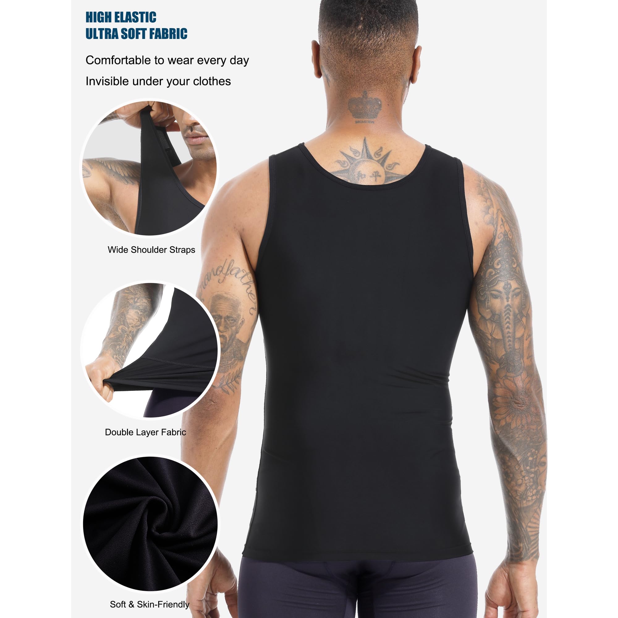 Kompressions-Tanktop für Herren, figurformend, figurformend, Unterhemd, Shapewear