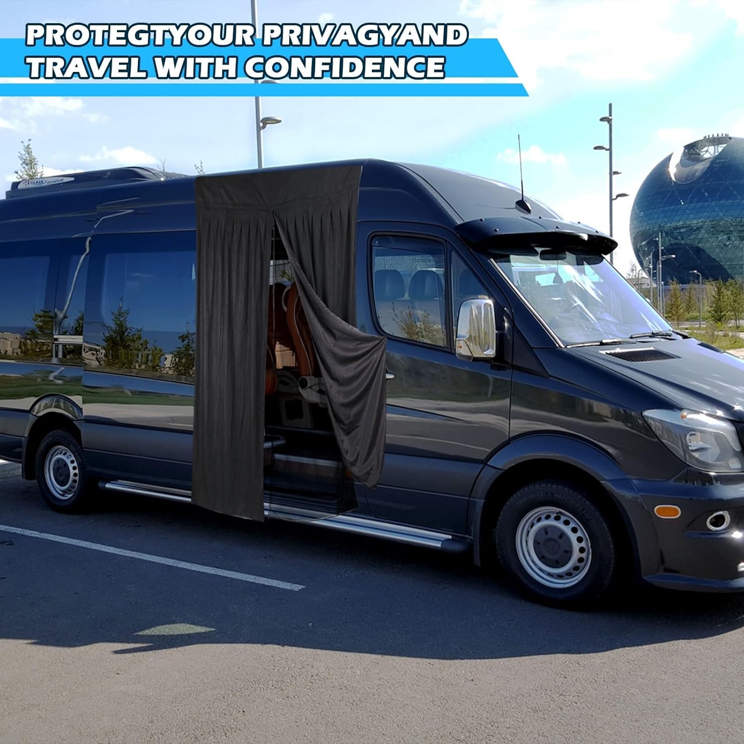 Double Layer Design Bug Mesh Customized for Sprinter, Ford Transit Van, Promaster Camper, GMC Savana, Side Door Mosquito Net Center Zipper Closure