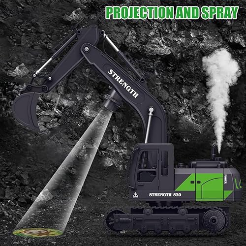 Miniatura 2 de Excavadora a control remoto, excavadora RC de 14 canales, vehículos de construcción, transportadores hidráulicos, excavadora de juguete con