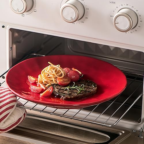 Miniatura 8 de vicrays Juego de 6 platos llanos de cerámica, 10 pulgadas, aptos para microondas, horno, lavavajillas, redondos, porcelana acanalada, adecuados para