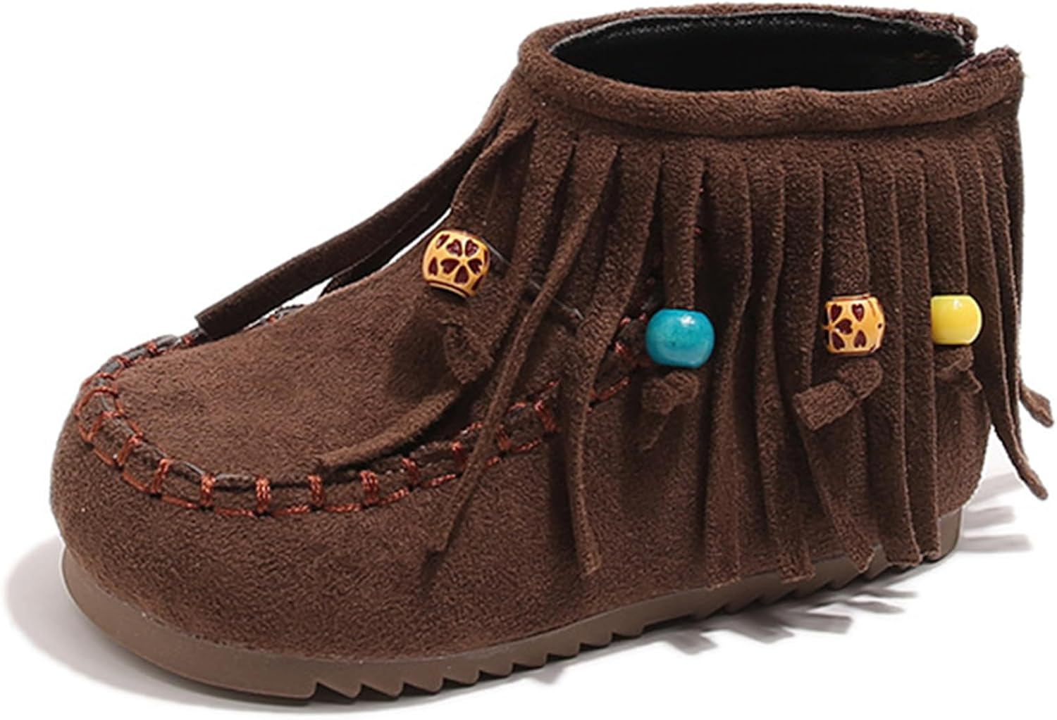 Moccasins Ankle Boots For Girls Tassel Cowboy Comfortable Back Zip Wide Toe Non Slip Soft Sole Cowgirl Booties