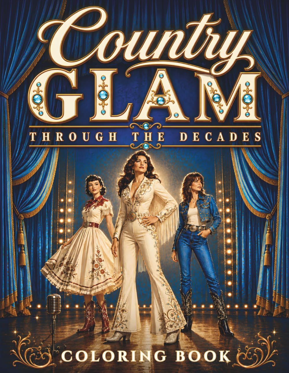 Country Glam Through the Decades: Coloring Book For Adults and Teens