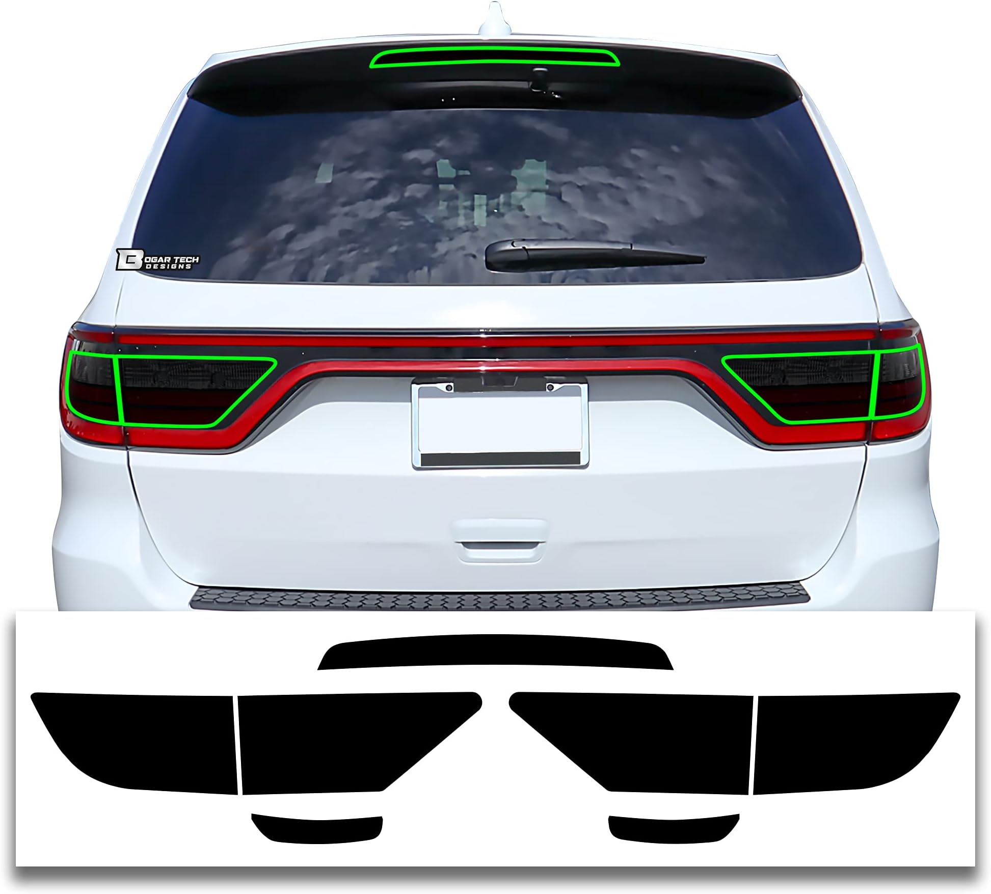 Tinted Taillight Third Brake Light Sidemarker Overlay Tint Compatible with Dodge Durango 2021-2025, Dark