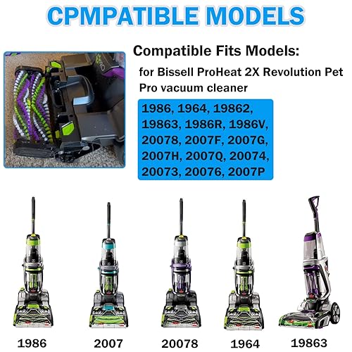 Miniatura 5 de Paquete de 3 correas de aspiradora de repuesto para Bissell ProHeat 2X Revolution Pet Pro, correas de aspiradora de repuesto número de pieza 161129,