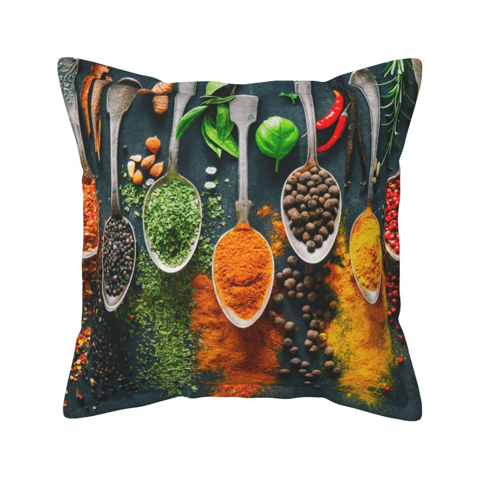 Housse de coussin en cuir 45x45 cm motif épices pour décoration de salon et canapé