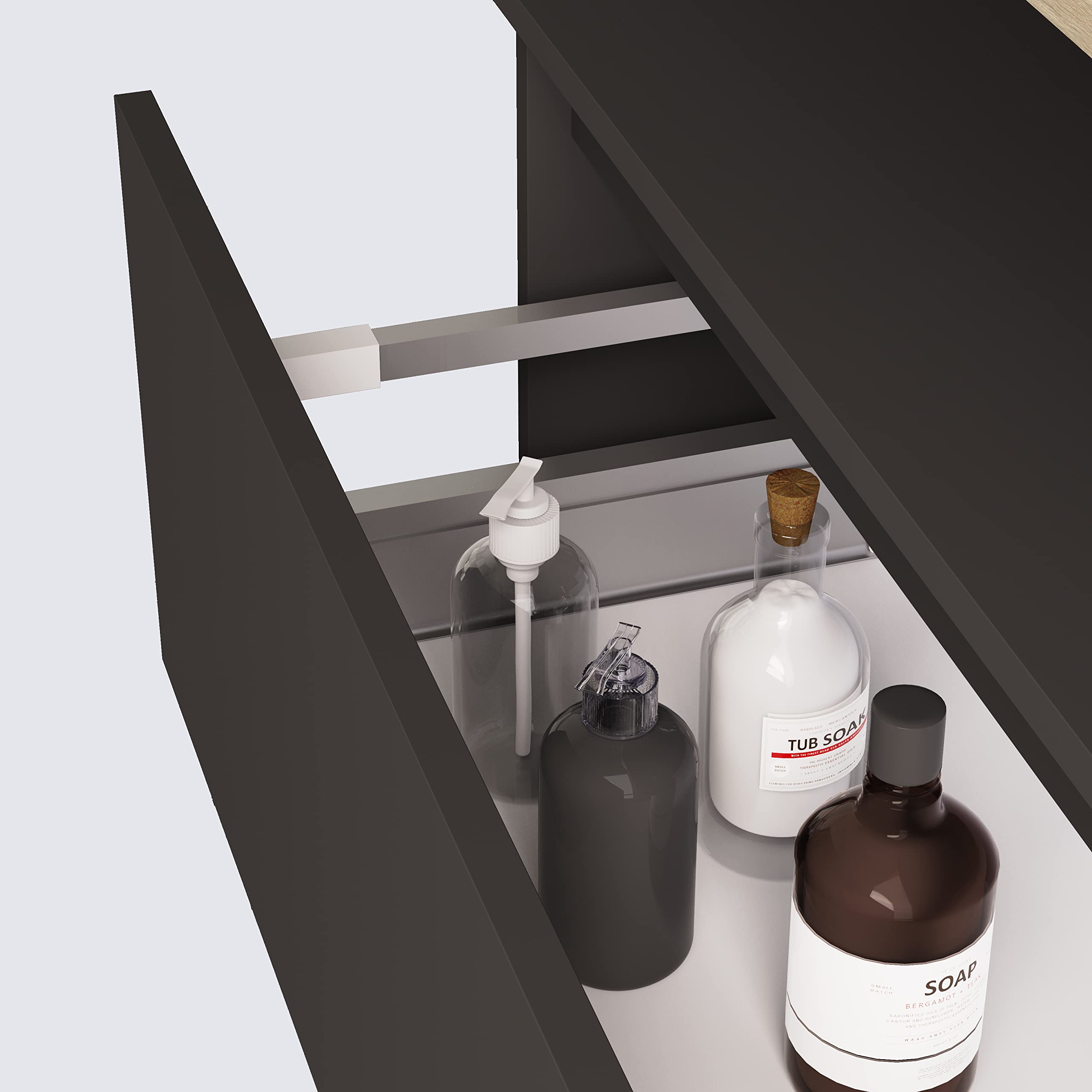 Baikal Mueble de Baño Boho. Módulo de Baño de 1 Cajón. Mueble Suspendido en Pared. Acabado en Negro Mate. Mueble MONTADO. Módulo 100 cm Negro Mate