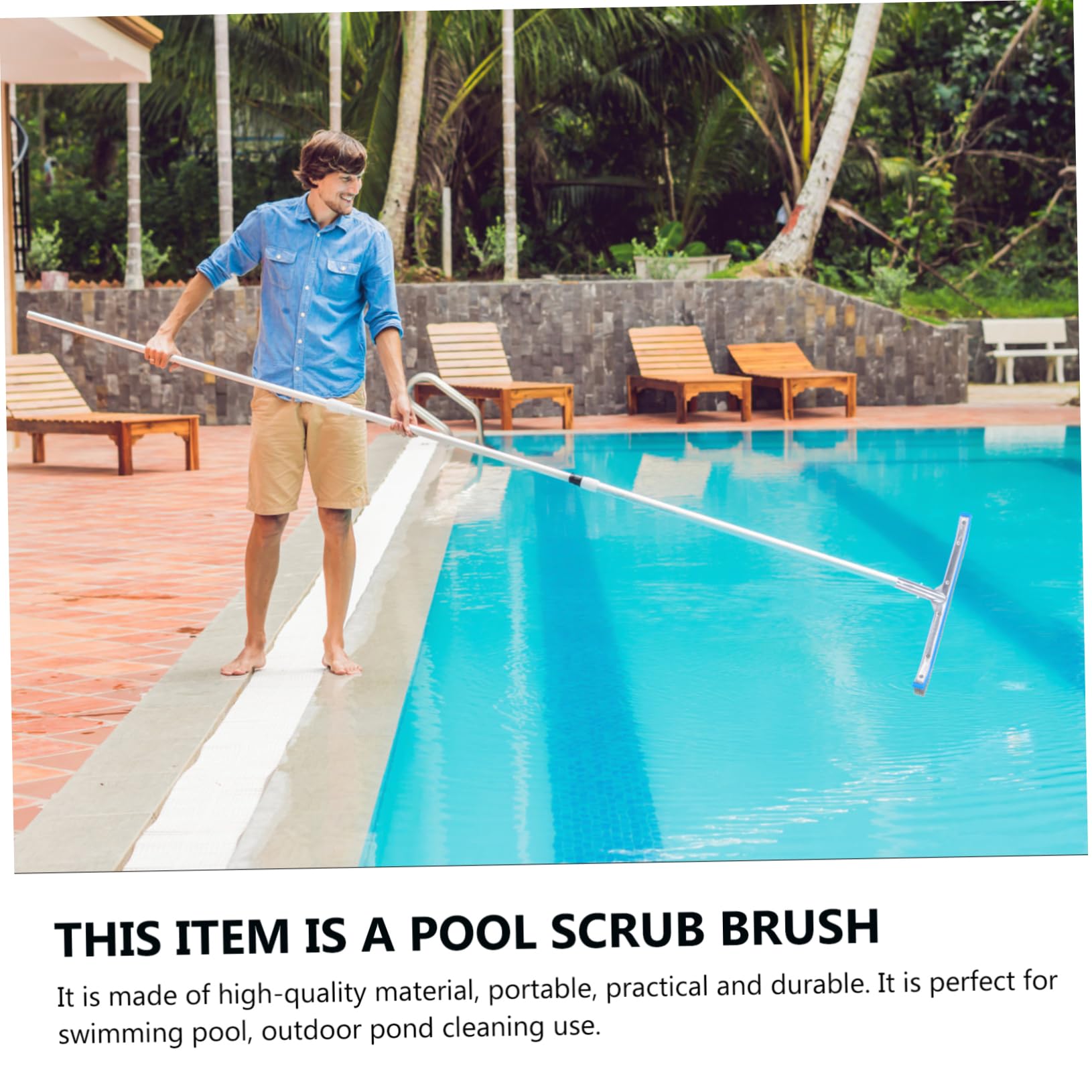 Brosse de Nettoyage pour Piscine Acier Inoxydable Brosse Remplaçable Pratique pour Murs Fond de Piscine
