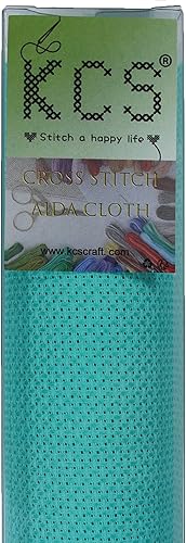Miniatura 25 de KCS 2 piezas de tela de algodón Aida de punto de cruz contado de 15" x 18" para bordado (Lino, 14CT)