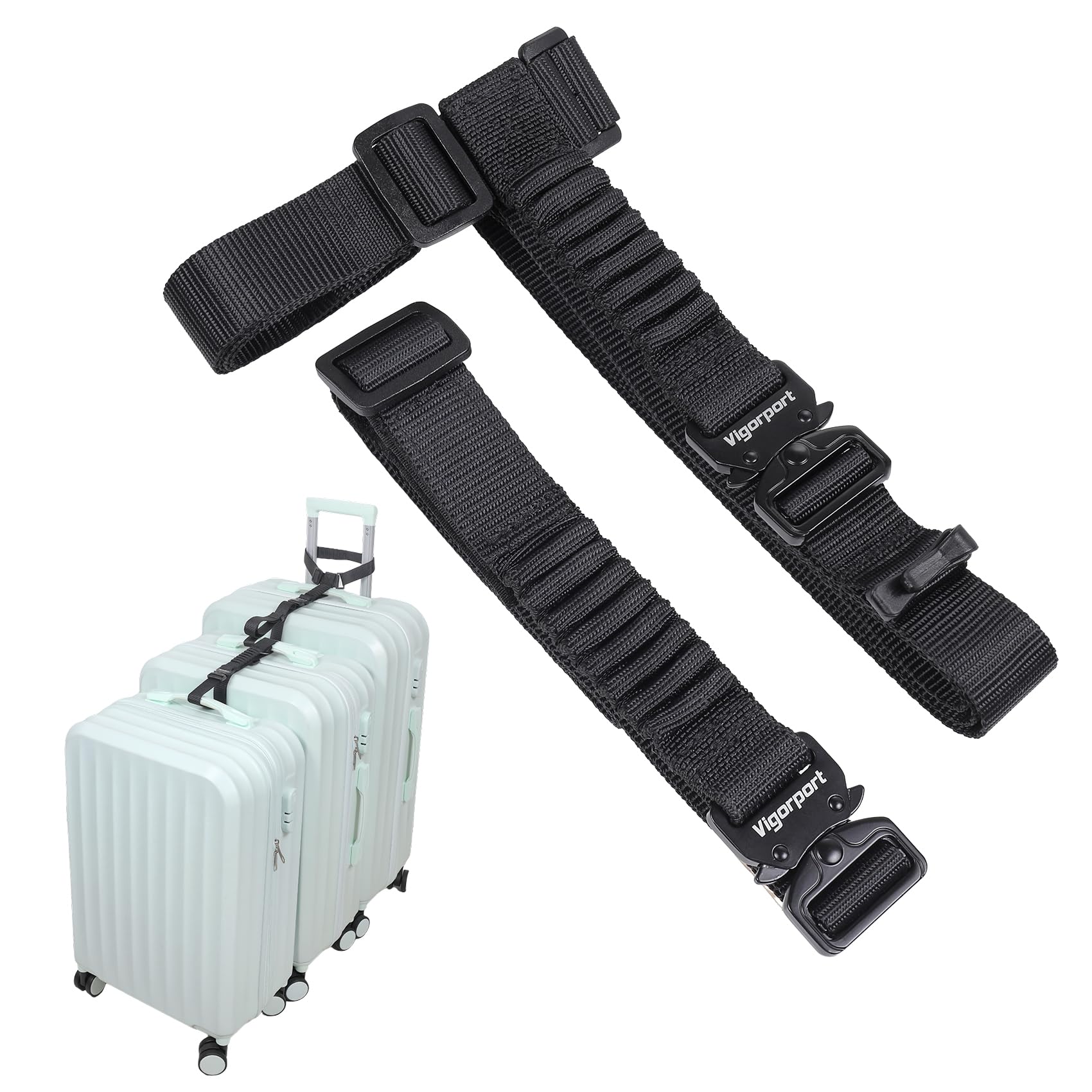 Vigorport Luggage Straps, Metal Luggage Connector Straps for Suitcases, Stretchable Add a Bag Adjustable Accessories Travel Belts-image-33