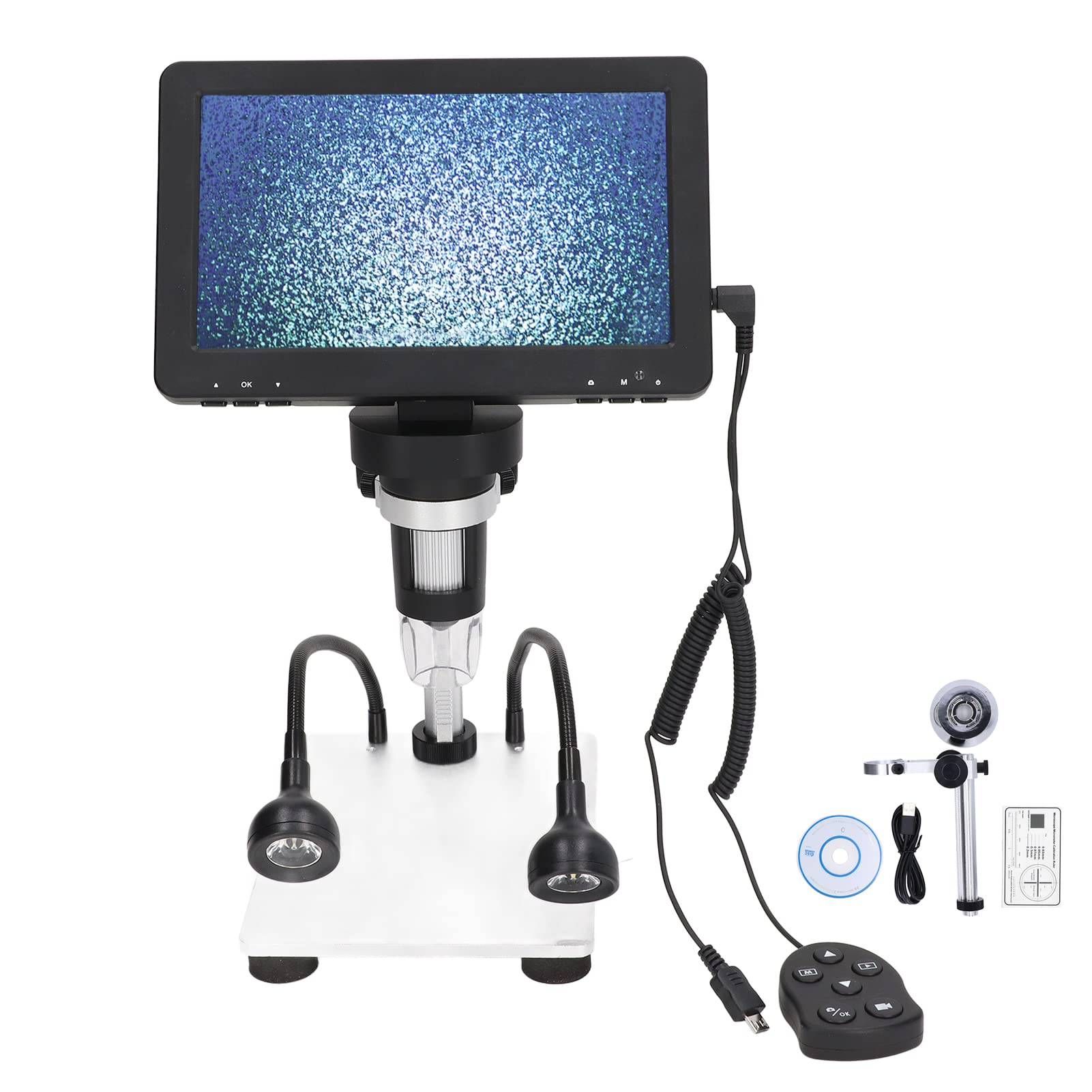 Cocoarm 7-Zoll-LCD-Digitalmikroskop Elektronisches Mikroskop 1200X 1080P mit 12MP-Kamera 8 LED-Aluminiumlegierungsständer für PCB-Löten Münzfelsinspektion Studentenreparatur