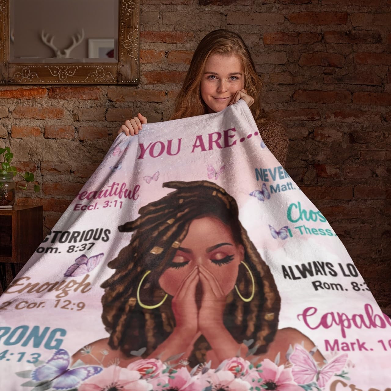 Throw Blanket, Soft Fleece Blanket with Inspirational Positive Thoughts and Quotes for Bedroom, Ideal as a Gift for Girls and Women 50x60 Inch - Image 9