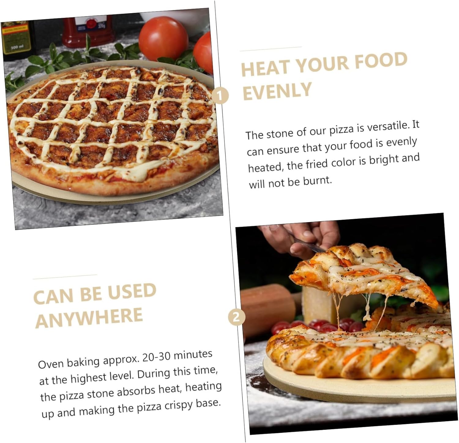 Heat Resistant Cordierite Pizza Stone for Oven Pizza Baking Pan Non-stick Surface