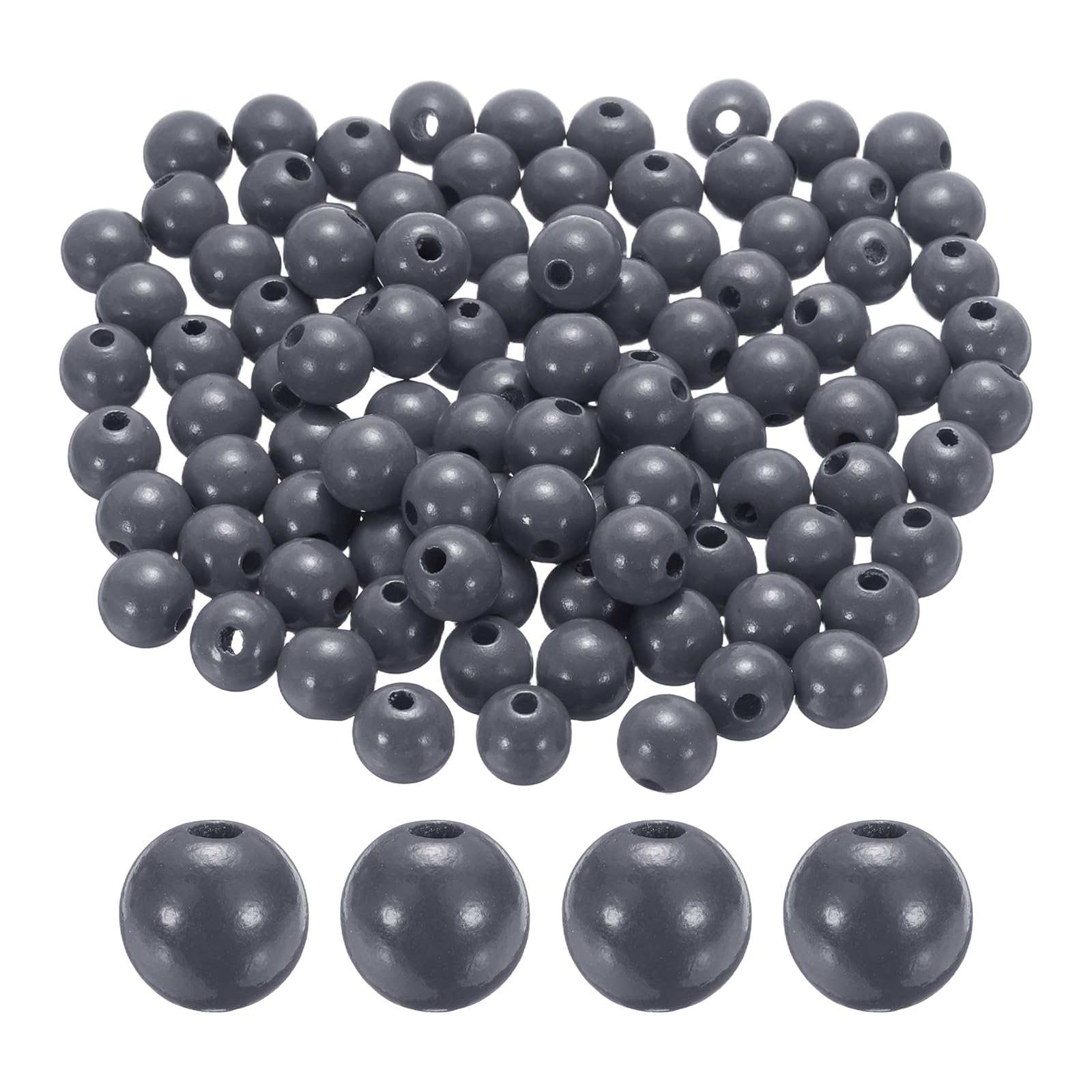 HARFINGTON 100 cuentas de madera gris profundo de 16 mm de profundidad de 3,3 mm, cuentas espaciadoras sueltas de madera redondas para hacer joyas, collares, pulseras, manualidades, macramé