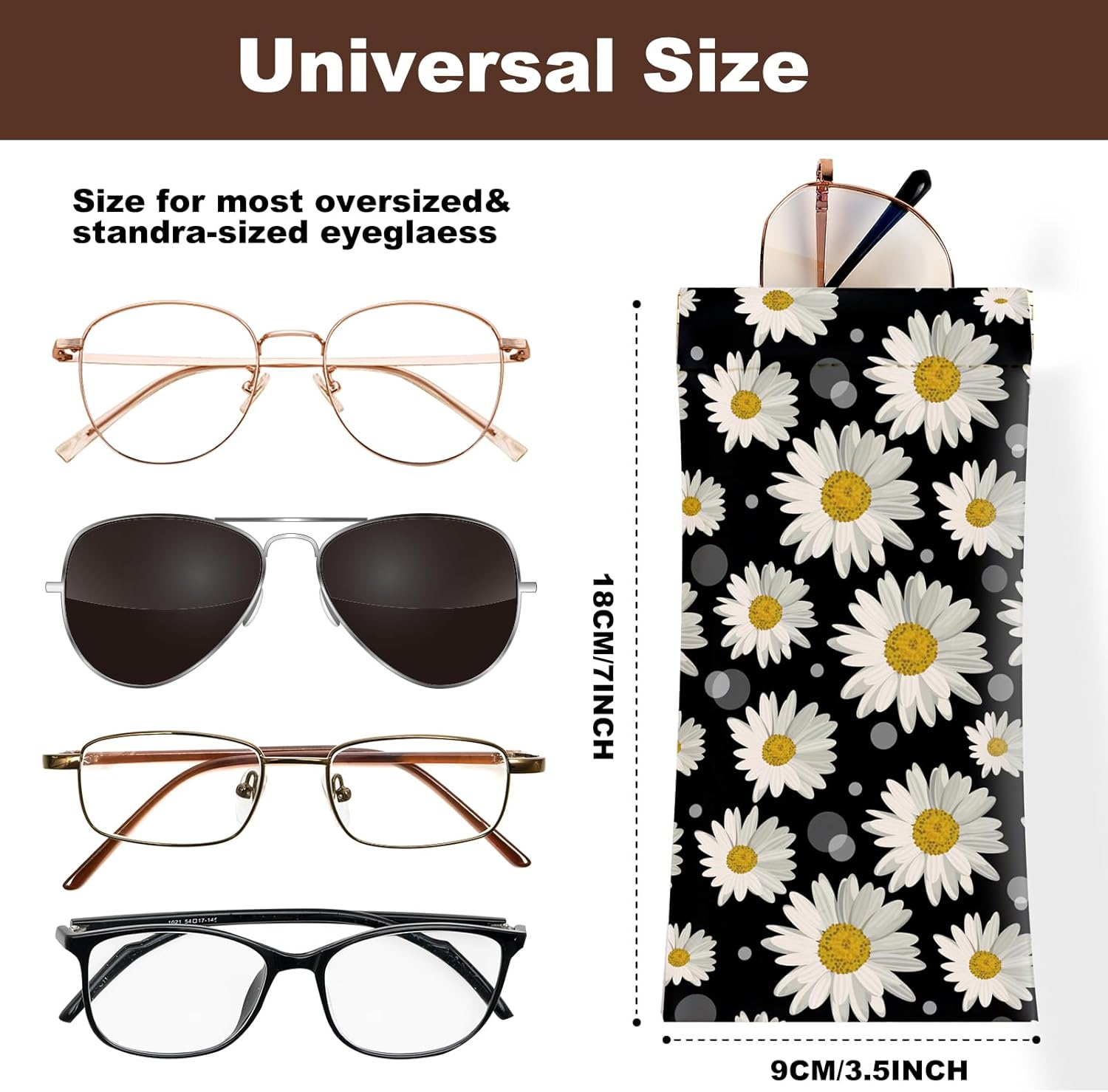 2Pcs Sunglass Eyeglass Glasses Case Soft PU Leather with Cleaning Cloth Cute Glasses Pouch Bag for Men Women Girs - Image 2