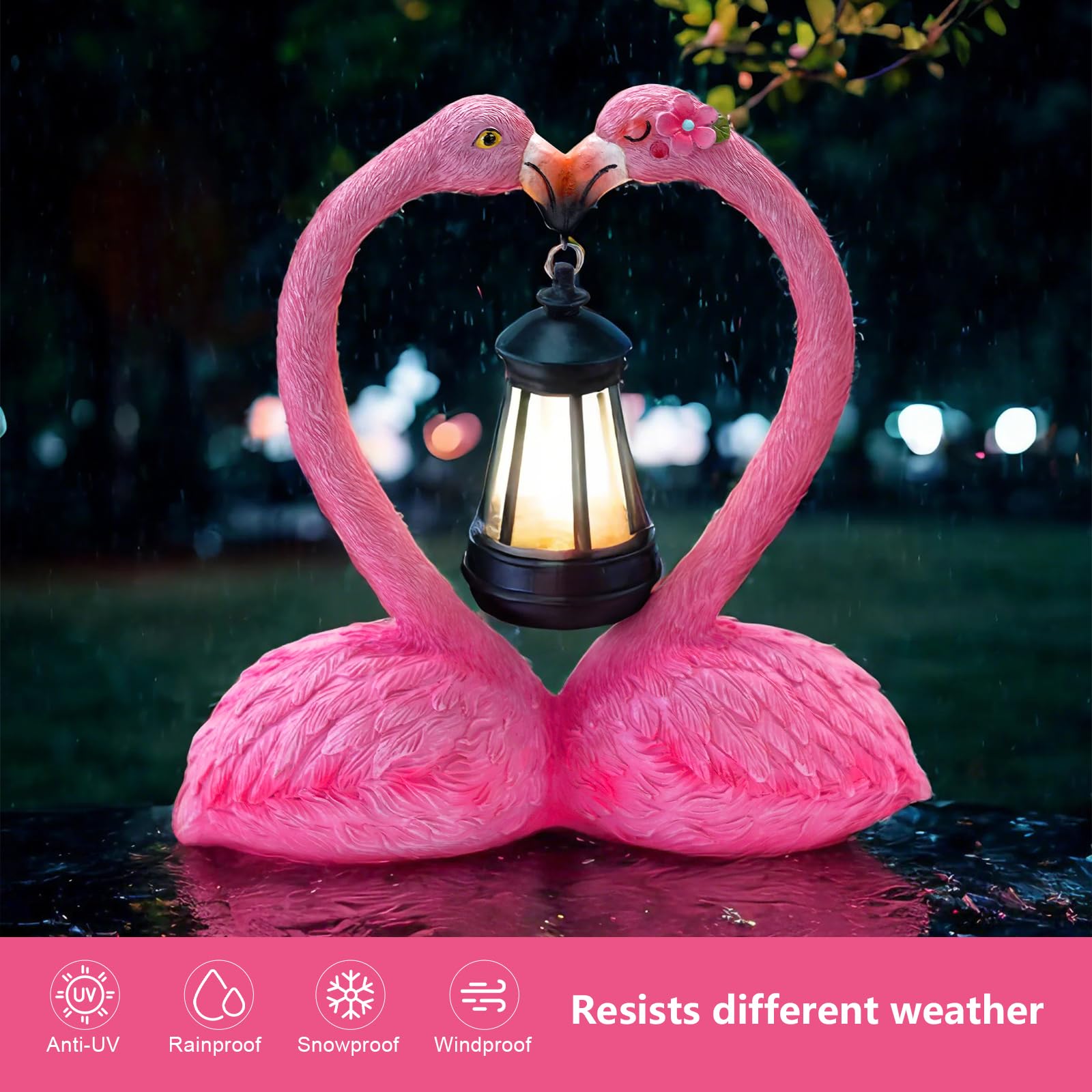 25cm Herzförmige Flamingo Deko, Solar Flamingo Gartenfiguren, Geschenke für Frauen, Einzigartige Einweihungsgeschenke für Mütter, Liebhaber und Geschenke zum Jahrestag