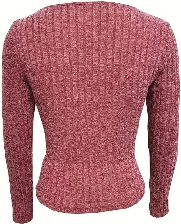JSEIAJB Women's Clothing Color Knitted Long Sleeves Cardigan Sweater Thin V-Neck Slim Fit Sweater Outdoor Versatile Tops