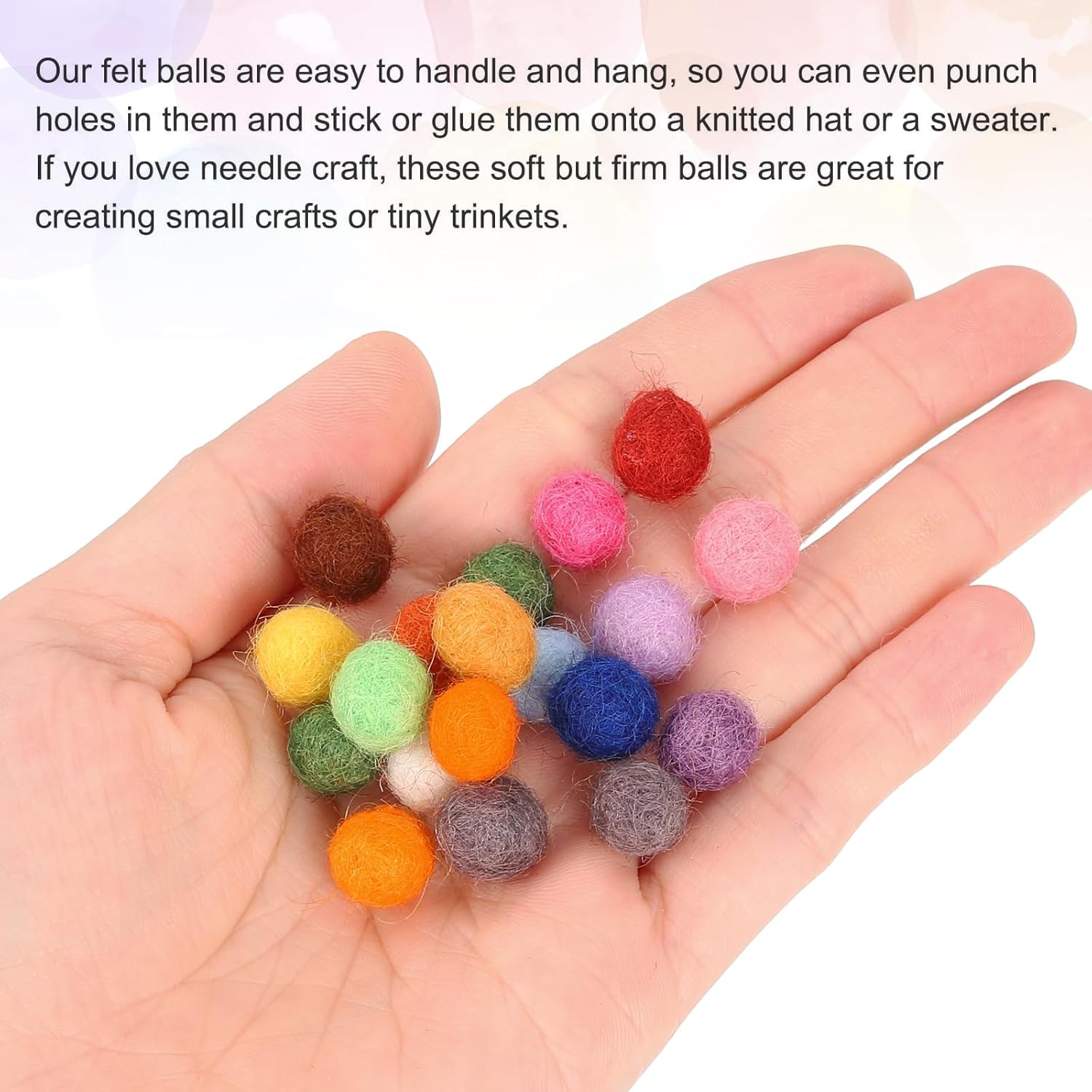 PATIKIL Wool Felt Balls Beads Wool Felting Pom 1cm 10mm White for Home Decor DIY Crafts Handcrafts Project Pack of 20 - Image 4
