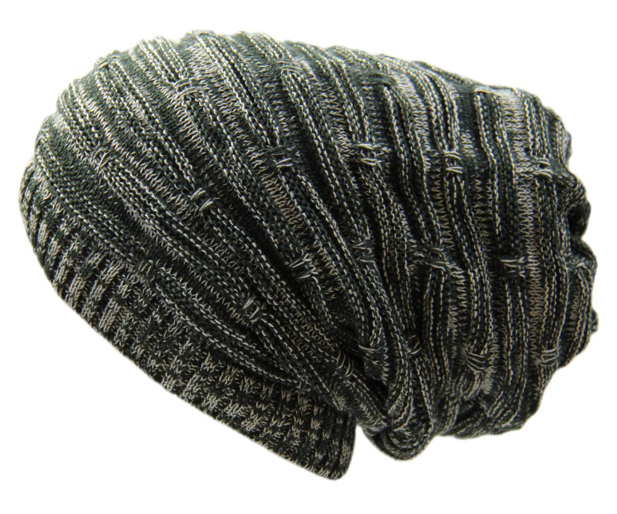 RW Rasta Stretch Long Beanie Hats, Olive Multi, One Size-XX-Large