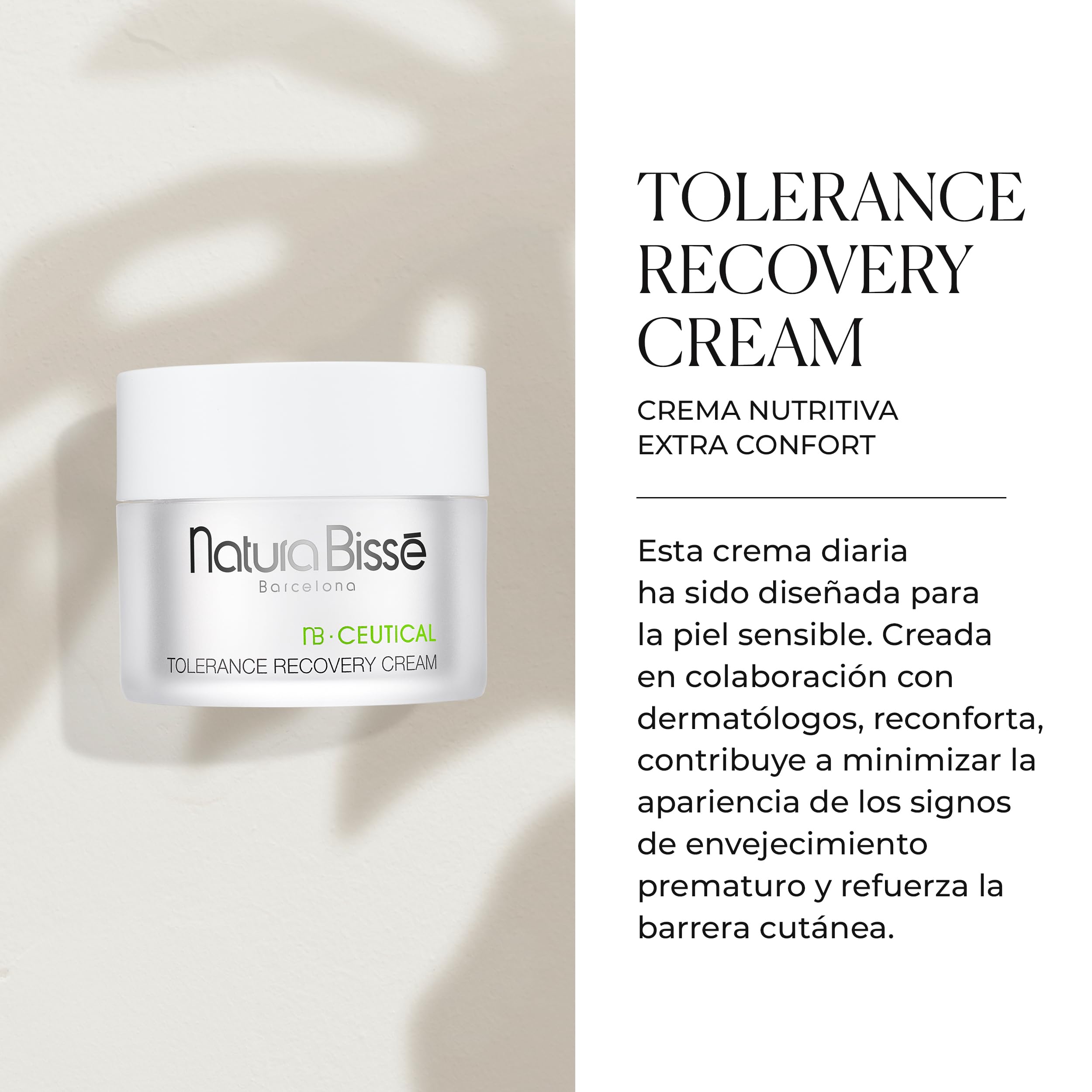 Natura Bissé Tolerance Recovery Cream | Crema Hidratante Facial Antiedad Con Péptidos, Fermentus Glaciarum y Phytocután | 50 ml