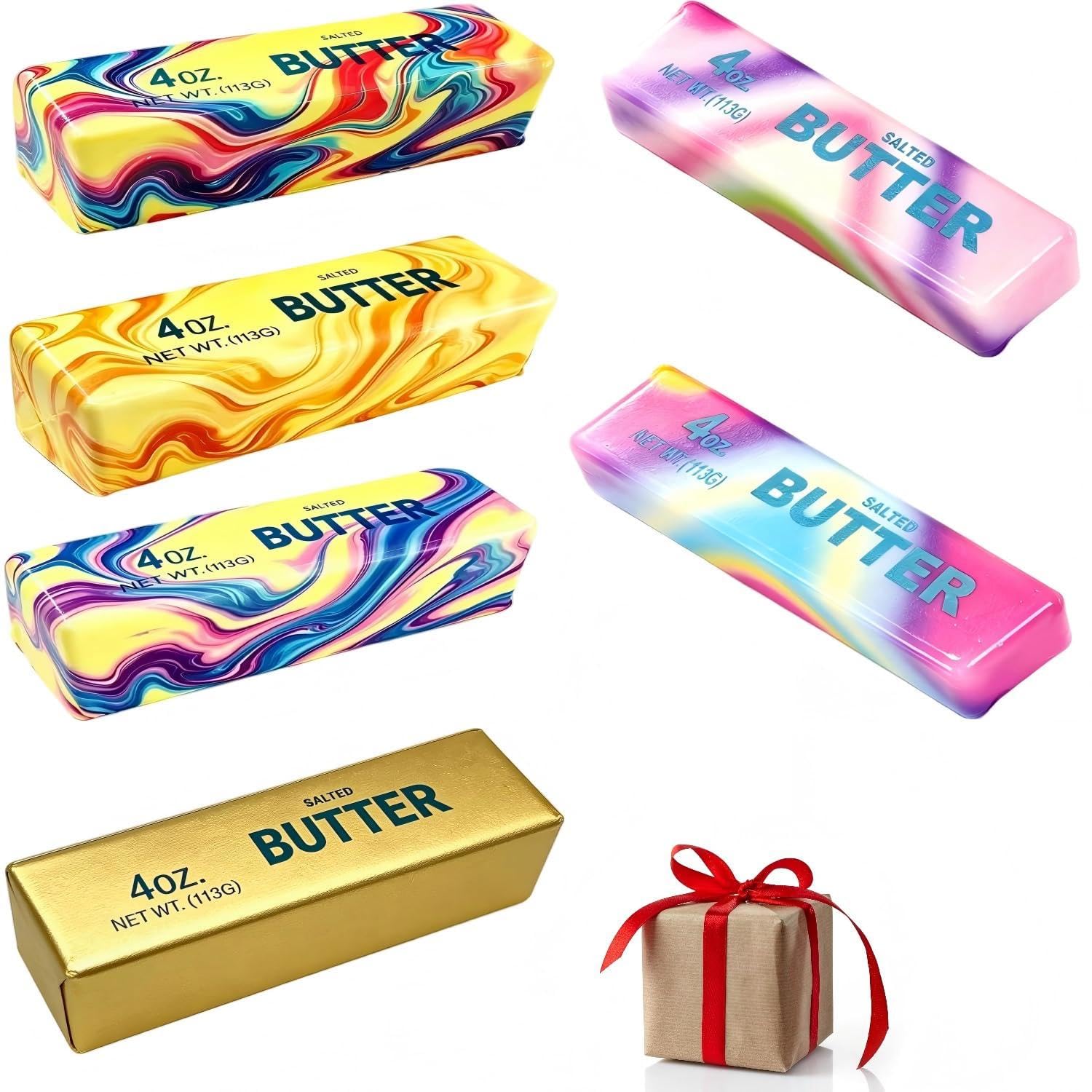 Butter Squishy Mystery Box - Random 1 of 6 Colors,New Realistic Butter Stick Squeeze，Slow Rising Squishies Butter Squeeze Sensory Toys，Anxiety & Sensory Relief, Office, School & Daily Use