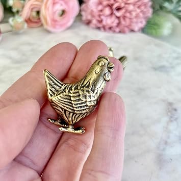Miniature Hen Chicken Figurine, Brass Hen Chicken Figurines, Retro Hen Chicken Statue Ornament, Dollhouse Miniature Hen Chicken, Mini Micro Garden Landscaping Decoration