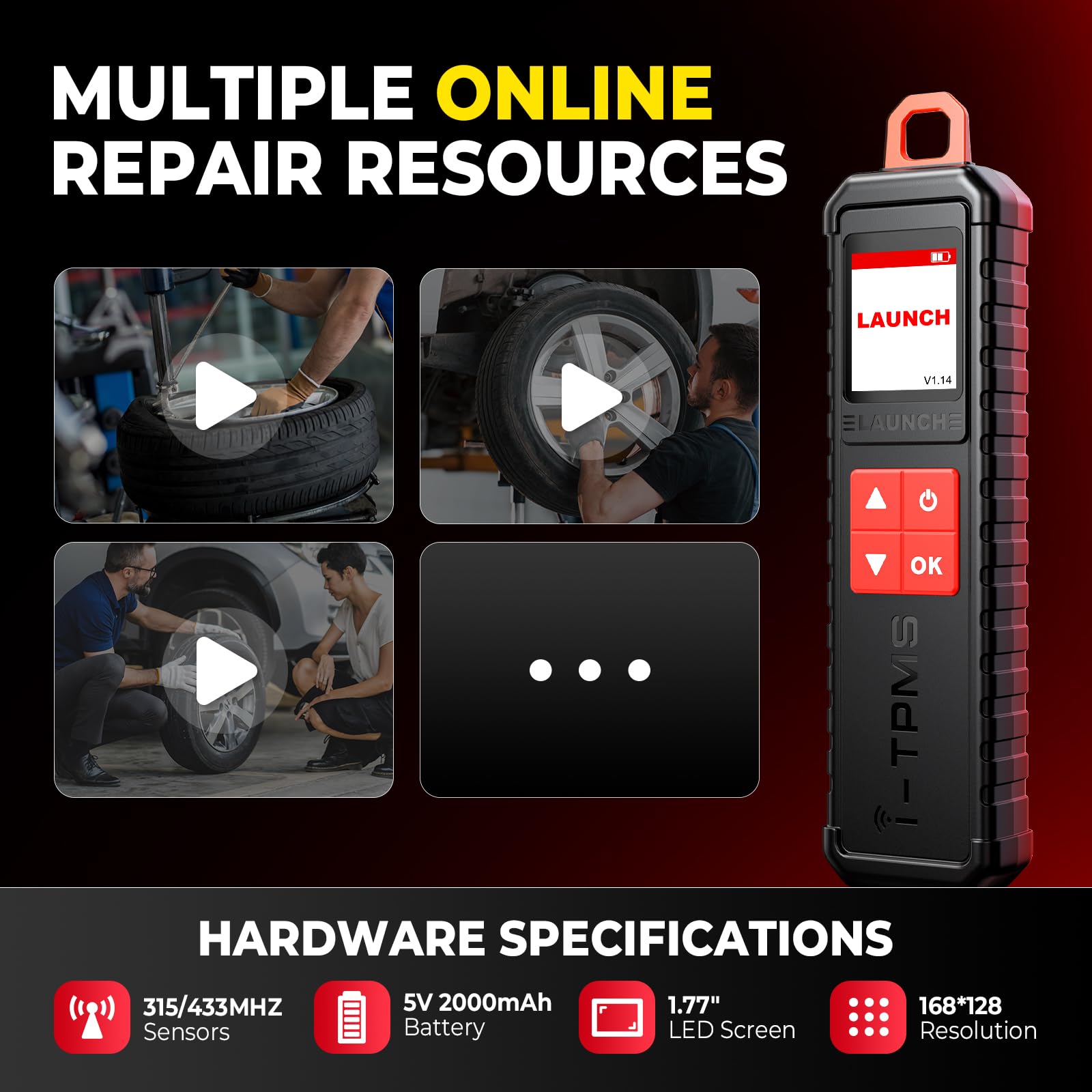 LAUNCH X431 i-TPMS Sensores de Presión de Neumáticos, Activar/Nuevo Aprender/Programar Detector de Presión de Neumáticos, Herramienta de Diagnóstico de TPMS Funciona con X431 V+/Pros V/Pad VII