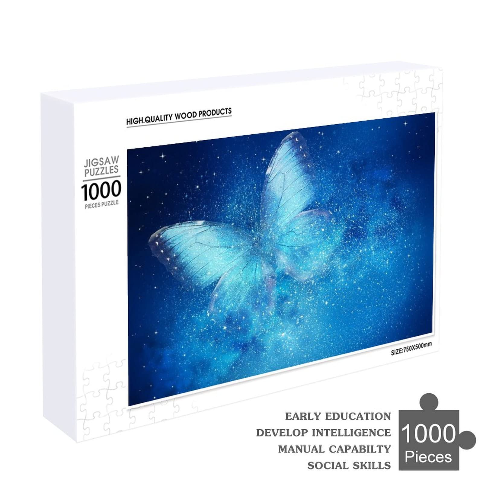 Amazon.co.jp: 1000ピース ジグソーパズル 星空 青い星 銀河 蝶