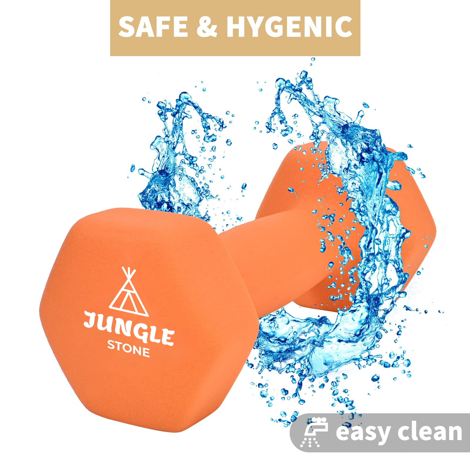 JUNGLE STONE Kurzhanteln Set mit 2 Stück für Heimgymnastik, rutschfeste Neopren-Handgewichte mit matter Oberfläche, schweißresistent, Fitness-Übung, Hanteln erhältlich in 1 kg, 2 kg, 3 kg, 4 kg, 5 kg