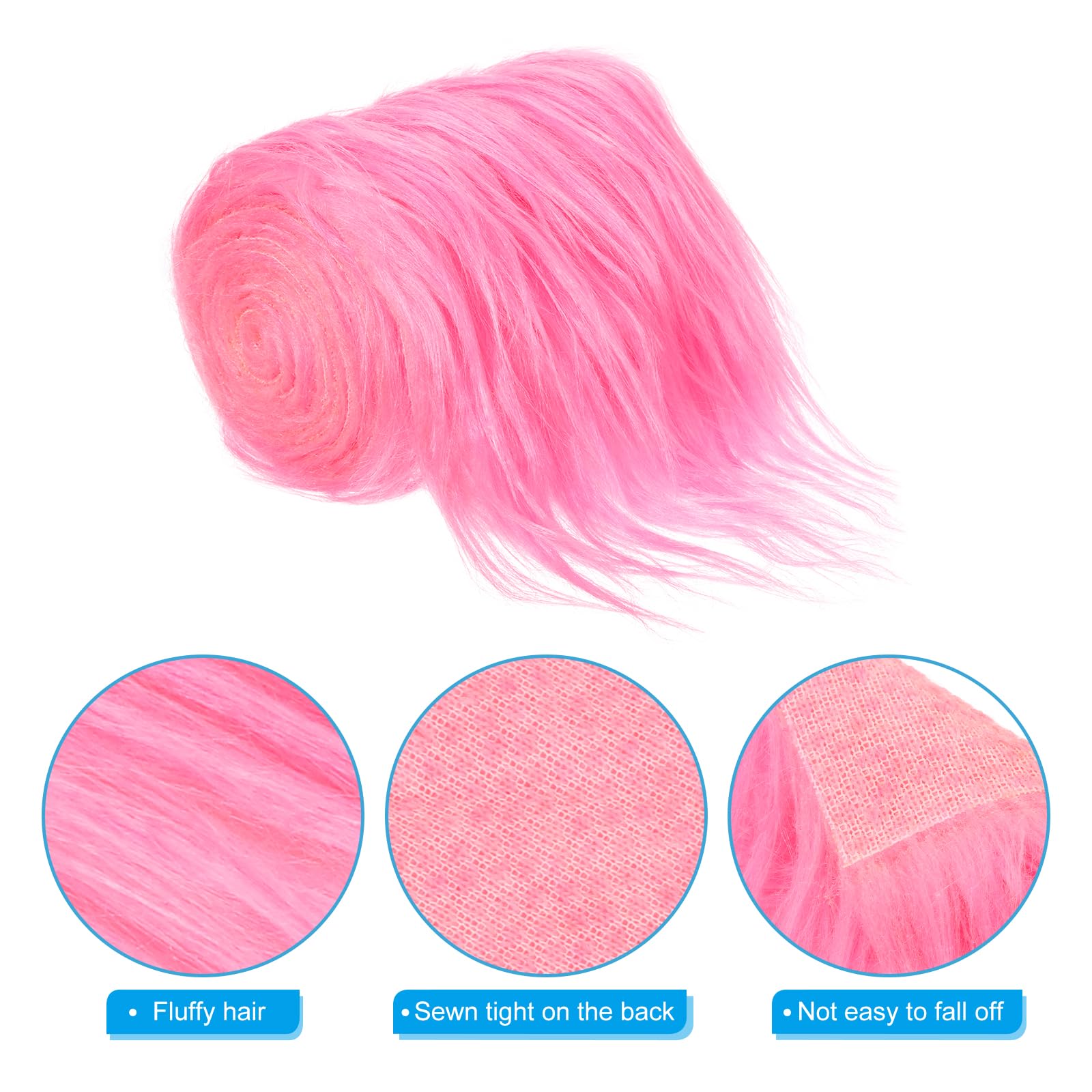 PATIKIL Plush Faux Fur Fabric Precut Strips, 59" x 4" Fluffy Faux Fur Ribbon for DIY Crafts Christmas Halloween Gnome Beard, Pink - Image 4