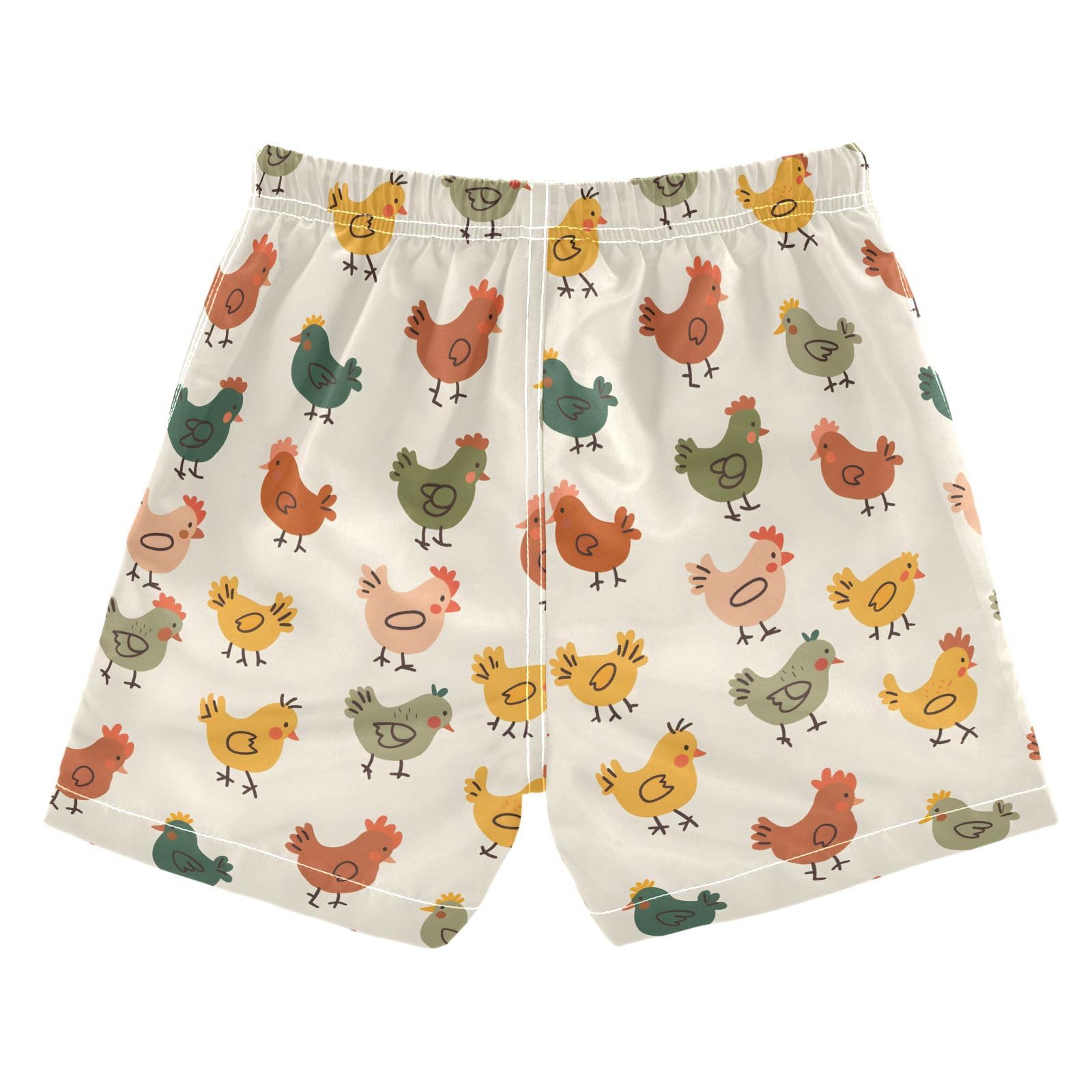 ALAZA Cute Chicken Colorful Boys' Swim Trunks Beach Shorts Quick Dry Swimsuit 2T