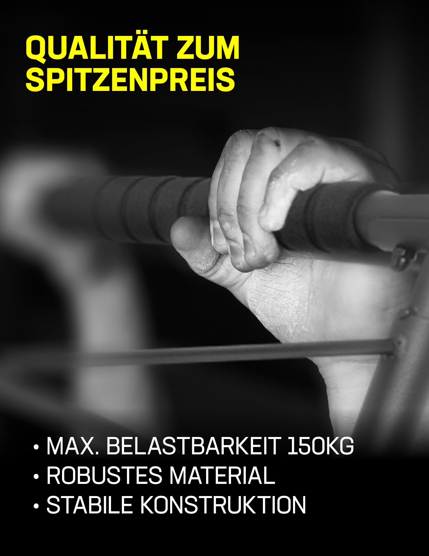 SPORTINATOR® Premium Klimmzugstange für jeden Standard Türrahmen, Maße 100 x 27 x 34 cm, mit gepolsterten Griffen und Öse für Boxsack, faltbares Design