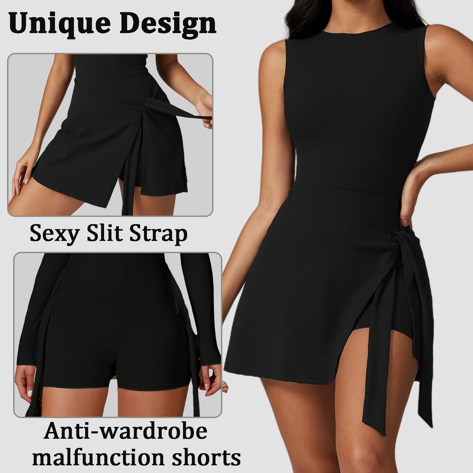 Robe de Tennis pour Femme Robe Courte décontractée sans Manches Robe Athlétique Été Robe de Golf Workout