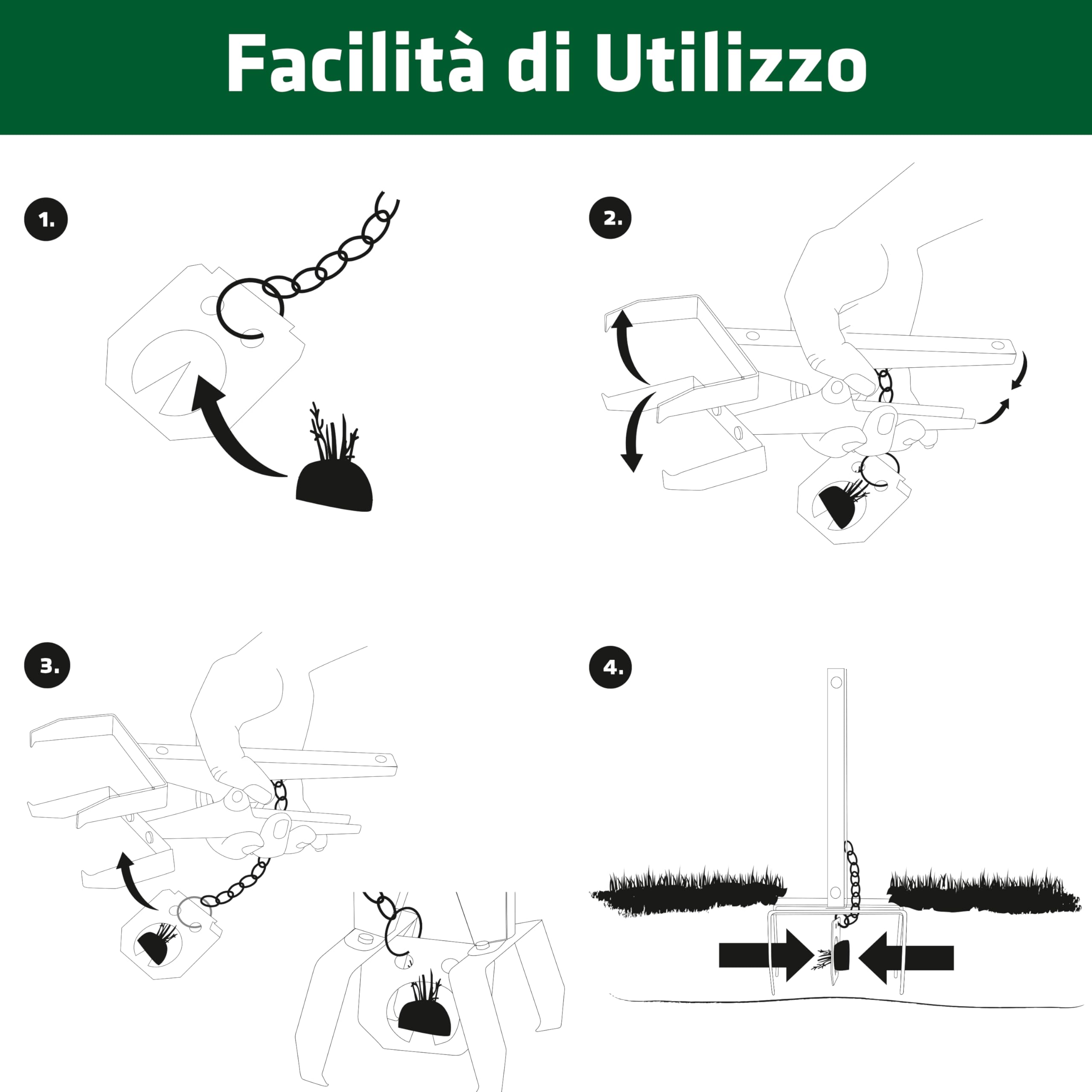 Gardigo® 4x Trappole per Talpe e Arvicole | Trappole per Talpe Professionali | Pinze in Metallo Riutilizzabili con Porta Esca e Catena | Antitalpe da Giardino | Cattura su Entrambi i Lati | Anti Talpa