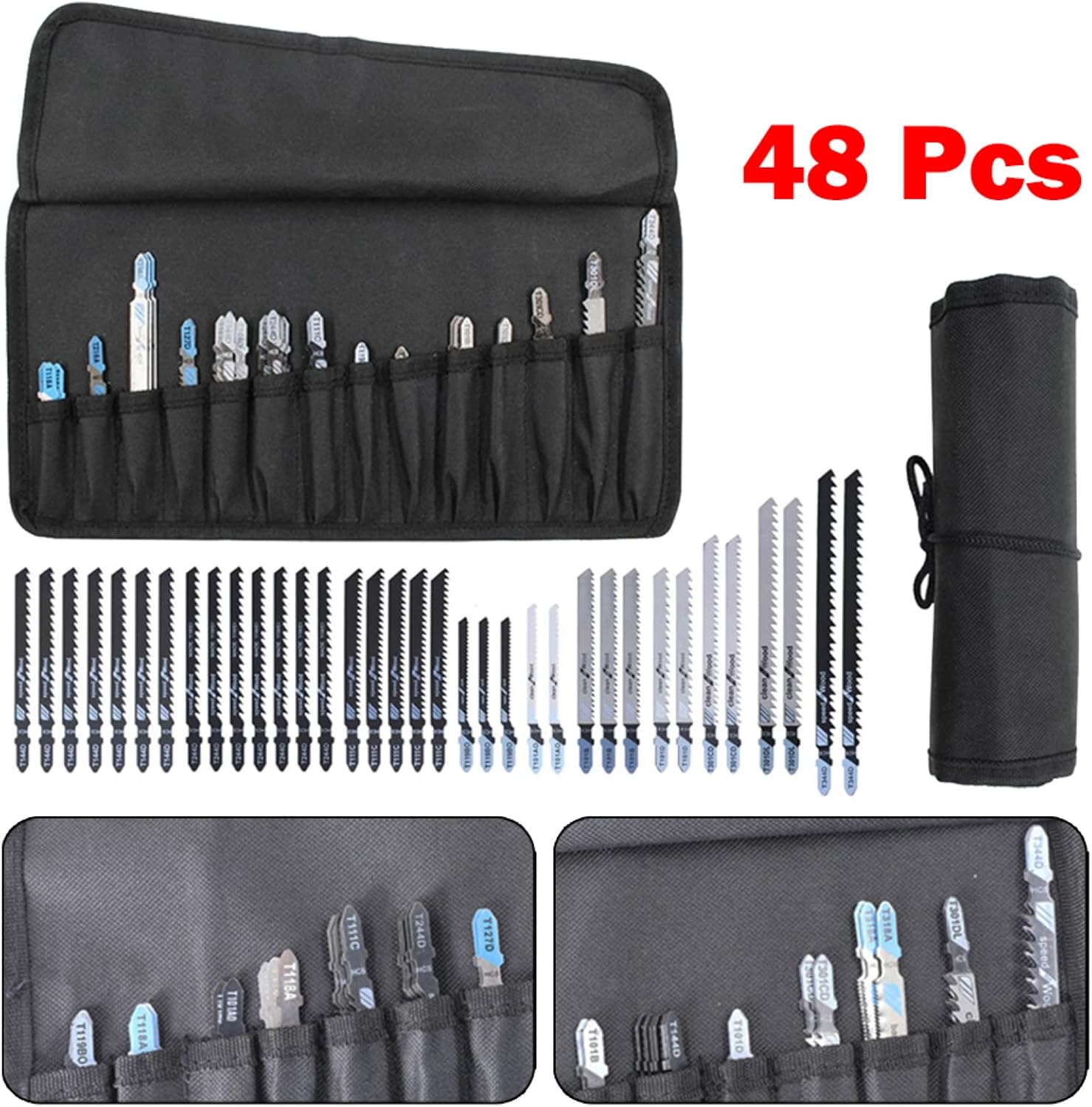 48pcs Woodworking Saw Jigsaw Blades Kit HCS HSS Reciprocating Saw Blades Cutting For Cutting Wood Metal Plastic