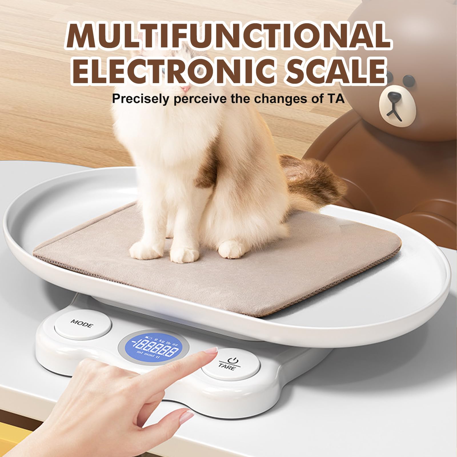 Bilancia per animali di piccola taglia. Bilancia digitale per animali domestici con display LCD, bilancia per cani 15 kg (±1 gram), bilancia per bambini con vassoio rimovibile, bilancia per