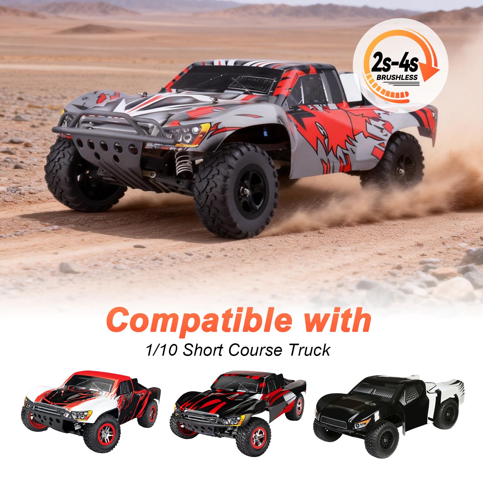Juego De 4 Neumáticos RC Para Camión 1/10 – Diámetro 110 Mm Y Ancho 45 Mm – Compatible Con Traxxas Slash, HPI, VKAR – Incluye Llantas Pegadas – Repuesto Duradero