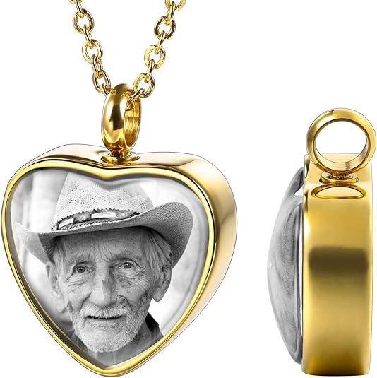 INBLUE Collana Urna A Cuore Personalizzata Con Foto/Testo – Gioiello Ricordo Per Ceneri Di Persona Amata - 2