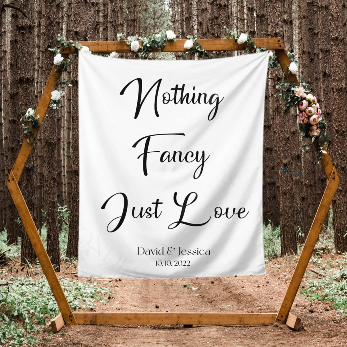 Buy Nothing Fancy Just Love Backdrop, Custom Tapestry with Names and