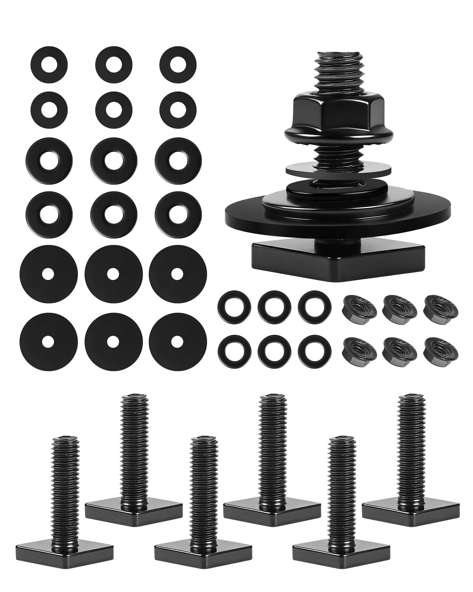 T Slot Bolts for Roof Rack Cross Bars, Platform, Cargo Basket, Stainless Square T Track Bolt Adapter to Secure Bike/Ski/Kayak Rack, Solar Panel, Awning, 4mm Thick