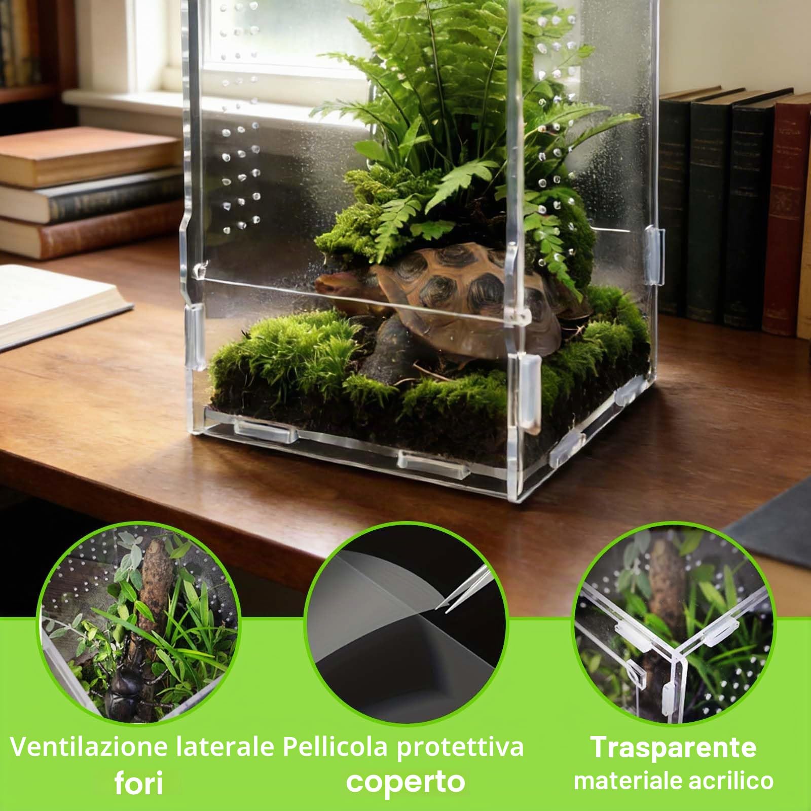 Terrario per rettili, 11x12x20 cm, Serbatoio per rettili, Recinzione in acrilico, Vivarium acrilico trasparente,adatto per contenitori per rettili e anfibi