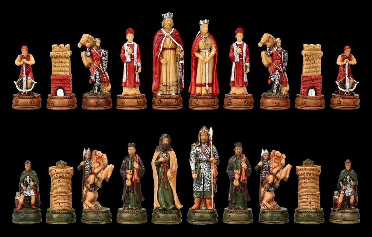 Juego de piezas de ajedrez Camelot Rey Arturo, 32 figuras de hasta 8 cm de