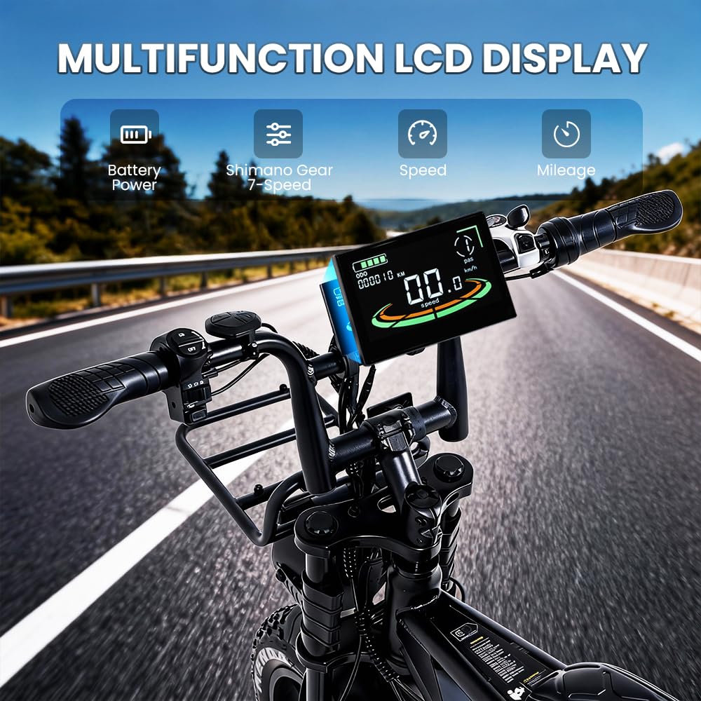 Vélo électrique, 48 V 15 Ah batterie amovible, portée maximale de 80,8 km, vitesse maximale de 25 km/h, vélo électrique à gros pneus de 50,8 cm pour adultes, vélos électriques pour trajets quotidiens